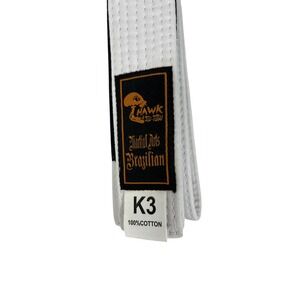Hawk Jiu Jitsu White Belt BJJ Martial Arts Kids Size K3 100% Cotton